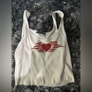 Brandy Melville white heart tank